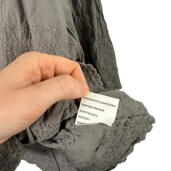 Solitaire Floral Embroidered Button Up Blouse Green Boho Womens Plus 2x - Picture 7 of 8